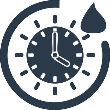Clock and Drop Circle for Time Management or Recurring Event vector