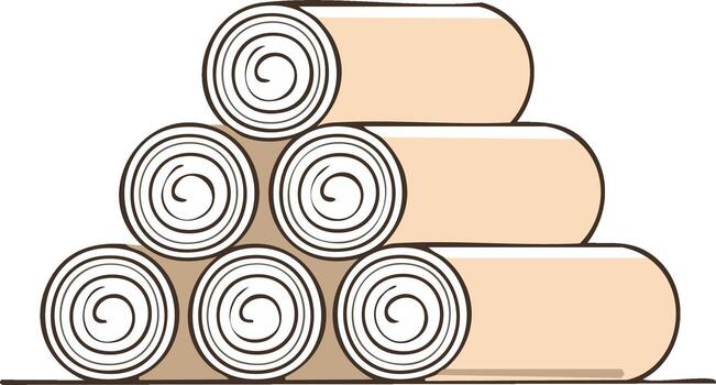 Stack of Rolled Up Tan Towels for Spa or Beach Resort vector