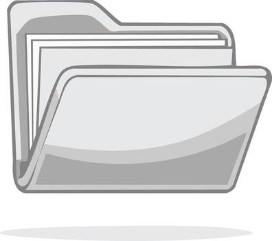 abierto gris carpeta icono lleno con blanco documentos para documento y datos almacenamiento, ilustración para digital y impresión medios de comunicación vector