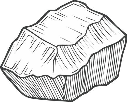 Rough hewn stone block with hatched texture vector