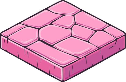 Stylized isometric pink stone platform for game level design vector