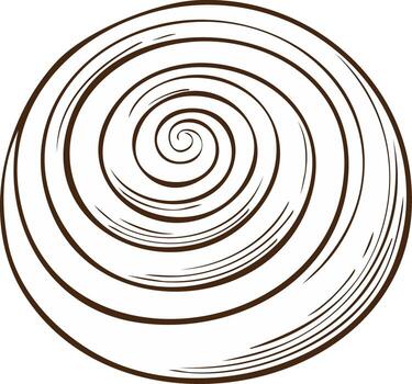 Hand drawn style abstract brown spiral swirl outline illustration pattern element vector