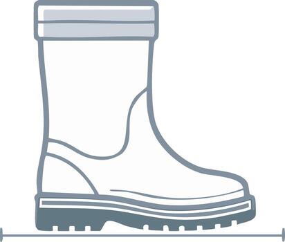 Stylized rain boot or work boot with sizing measurement graphic illustration icon vector