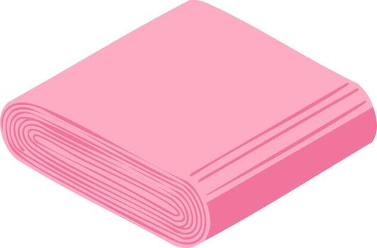 Isometric view of pink fabric or paper stack with visible layers and textured edge vector