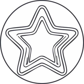 Concentric star shape within a circle outlined in a simple linear style vector
