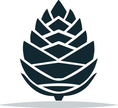 Stylized illustration of a botanical cone with minimal geometric design in black and white vector