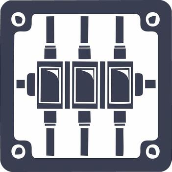 Illustration of a Triple Switch Control Panel with a Square Frame and Round Detailing vector