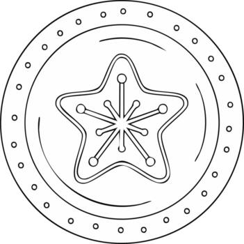 estrella decoración contorno con circulo marco y puntos, resumen diseño vector