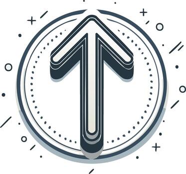 Stylized 3D arrow pointing up inside a hand-drawn circle, a symbol of growth and progress vector