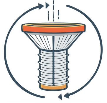Filtration system with circular flow and particle entry illustration vector
