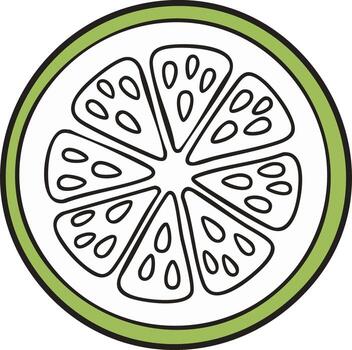 A lemon slice in a circle with a green border vector