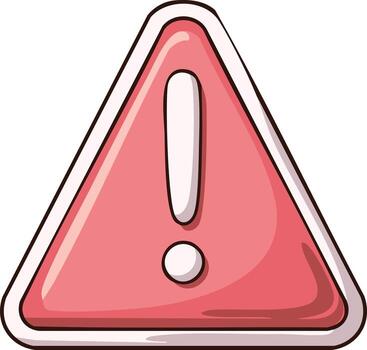 Red triangular warning sign with exclamation mark in a distinct hand-drawn doodle style, symbolizing alert or hazard vector