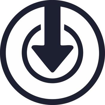 Download icon with arrow inside a circle, representing data transfer, uploading, or starting a process vector