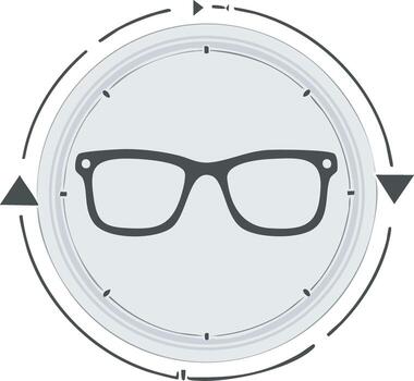 Eyewear technology and fast optical service concept with glasses icon in a circular dial vector