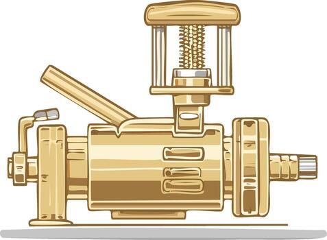 Detailed illustration of mechanical apparatus with spring mechanism and lever arm intricate device precision technology artistic drawing vector