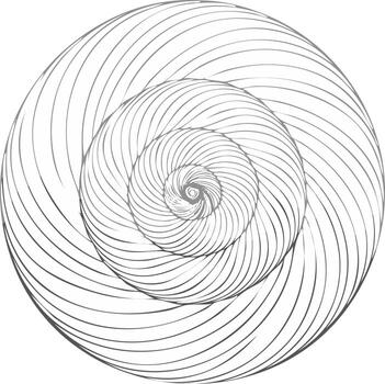 Abstract swirling spiral vortex of thin gray lines creating a hypnotic optical illusion vector