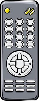 Cartoon Gray Remote Control for TV or Devices with Buttons and Power Light vector