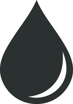 Abstract dark gray droplet shape with a curved highlight curve on a white background vector