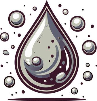 Water Drop with Bubbles Icon Depicting Purity and Cleanliness with Rounded Geometric Style vector