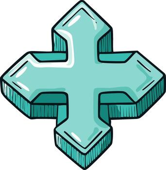 Stylized Teal and Cyan Plus Sign Symbol with Shading vector