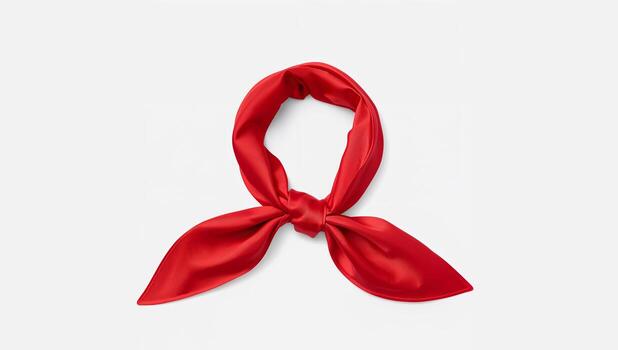 Crimson Loop, A Study in Texture and Form A Single Elegant Knot Against a Blank Canvas. photo