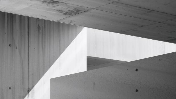 Concrete Geometry. Light and Shadow Interplay on Textured Surfaces, Abstract Forms. photo