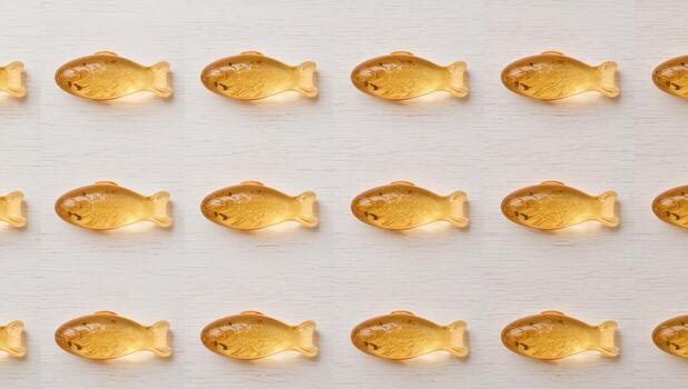 Golden Fish Array, Seamless Pattern Abstract Aquatic Formations, Delicate Shapes. photo