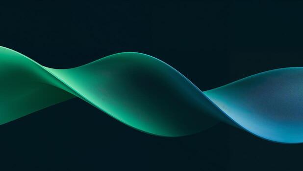 Gradient Swirl on Dark Background Abstract Curved Form in Shades of Blue and Green. photo