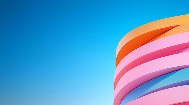 Abstract Colorful Layered Spiral Design Against A Blue Sky photo
