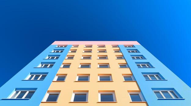 Pastel Colored Multi Story Building Under a Clear Sky photo