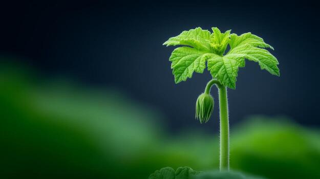 Close-Up Of Young Green Plant With Dew Drops photo