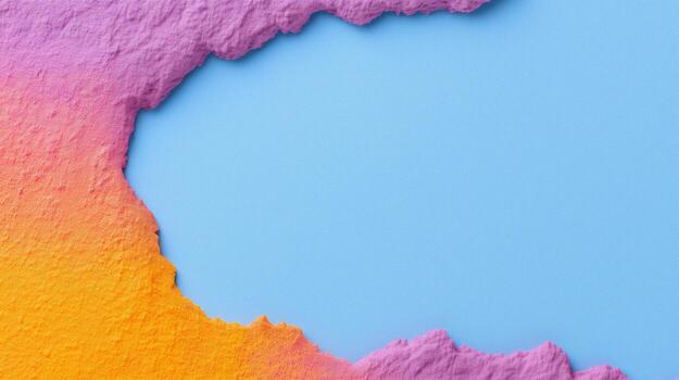 Vibrant, textured shapes in contrasting colors create a modern, abstract design against a light blue background. photo