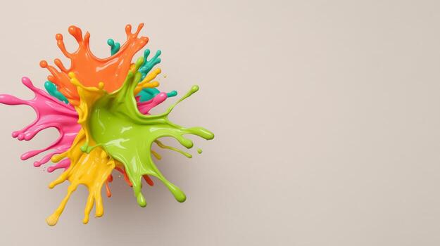 Colorful paint splashes on a light background. photo