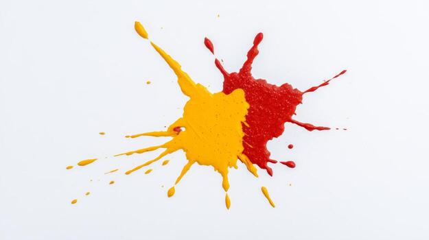 Two-color paint splatter on white background. photo
