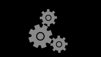3 rotativo engrenagens animação. mecânico movimento, Engenharia conceito e industrial tecnologia estoque cenas video