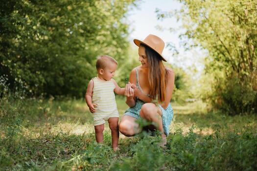 Mother and child enjoying nature together photo