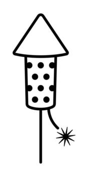 Firework rocket line icon. Outline festive firecracker with spark. symbol of celebration, holiday, party, festival or New Year event design. Outline icon. Editable stroke. vector