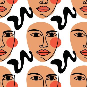 Abstract Face Pattern with Bold Colors and Shapes vector