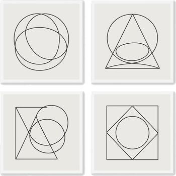 Geometric Shapes Intersecting in Four Compositions vector