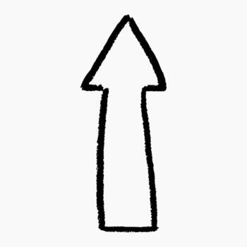 Hand drawn doodle arrow in charcoal style, freehand curve with textured marker look, sketch symbol for diagrams with soft grain and scribble. vector