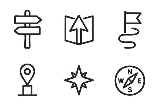 Directional symbols for navigation and exploration concepts vector