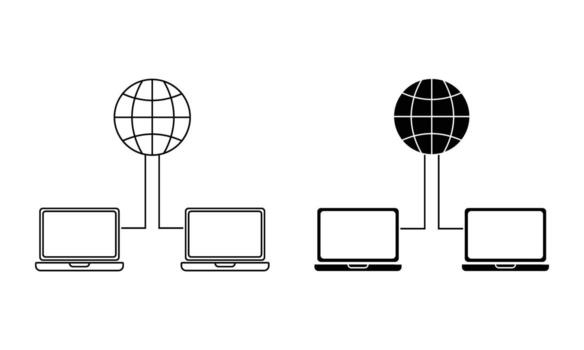 ilustración de computadora red y inalámbrico tecnología icono vector