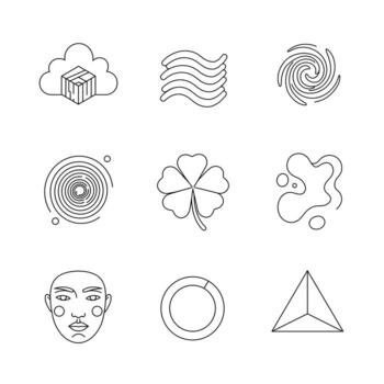 Variety of Linear Design Elements with Geometric Shapes vector