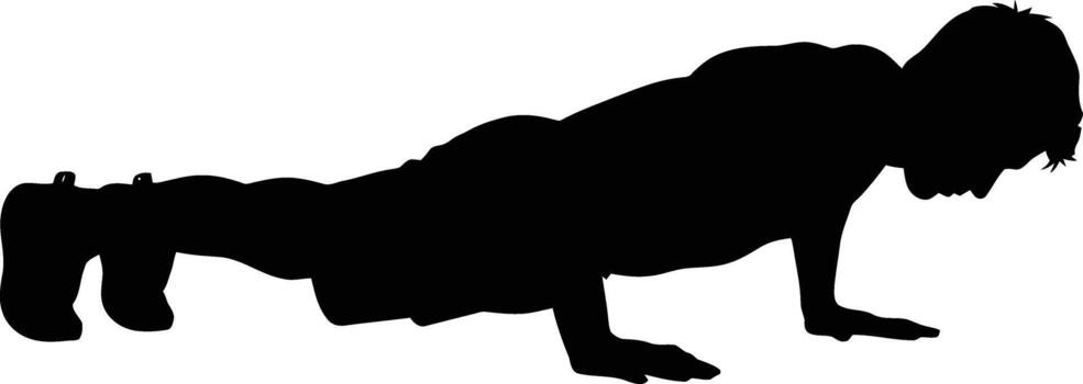 Silhouette of a person performing a push up exercise in a dynamic pose vector