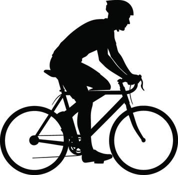 Silhouette of a cyclist in motion on a bicycle against a white background vector