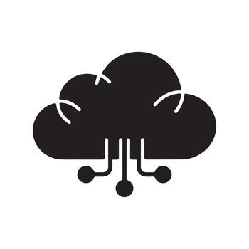 Cloud data hosting service solid icon vector