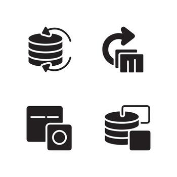 Cloud data sync system solid icons vector