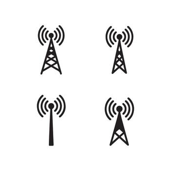 5G Network Tower High Speed Signal Icons Set vector