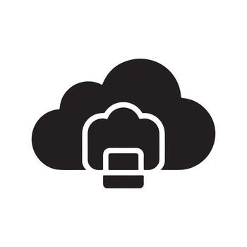 Cloud computing secure storage solid icon vector