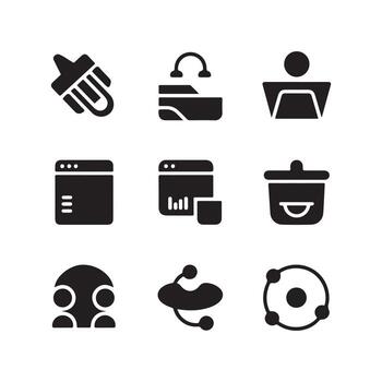 Digital teamwork software solid icons vector